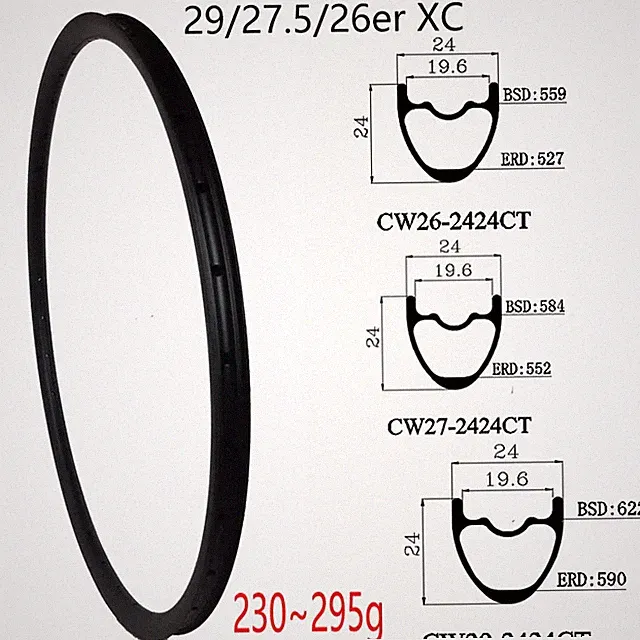 29/27.5/26er 24*24mm XC MTB Carbon Rim Cross Country Mountain Bicycle Ring