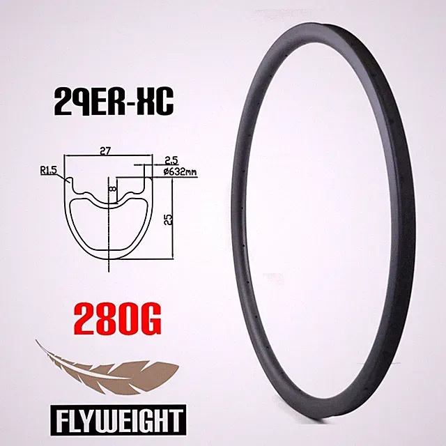 29er MTB Carbon Fiber Rims XC Cross Country Mountain Bicycle Wheels 24H 28H 32H