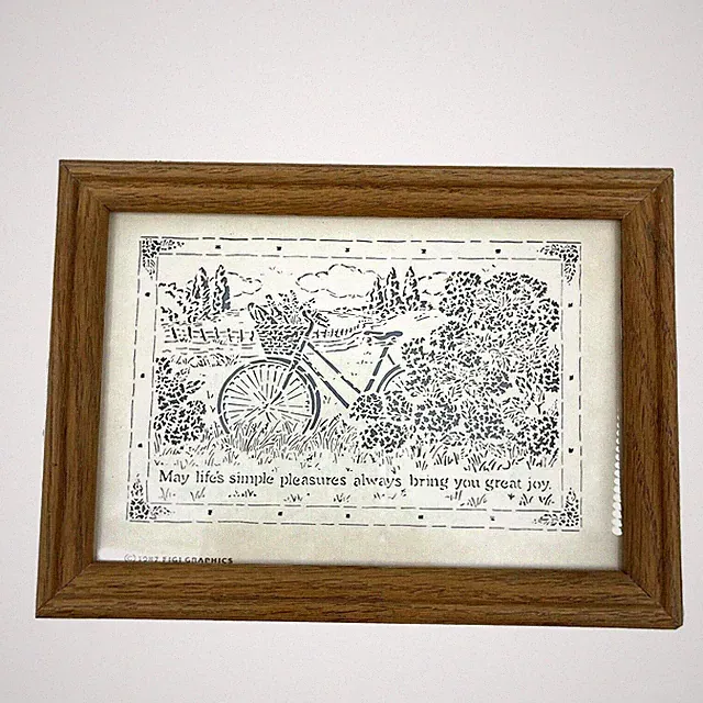 5x7 Art Bicycle Picnic Country Flowers "Life's Simple Pleasures Great Joy" ©1987