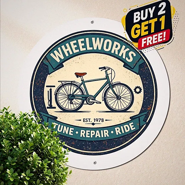 Bicycle Garage Shop Sign Antique Cycling Sport Club Rustic Aluminum Art
