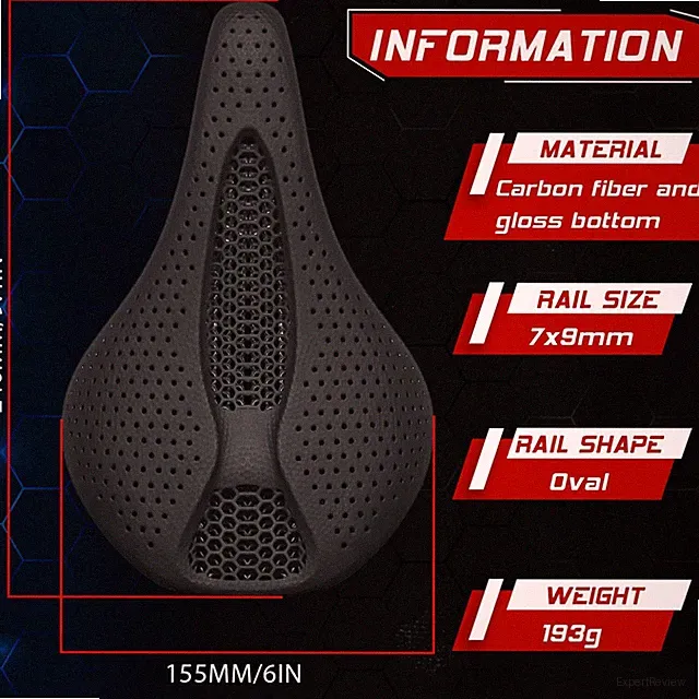BUCKLOS 3D Printed Bike Cycling Saddle Seat 155mm 7x9mm Carbon Rail MTB BMX XC