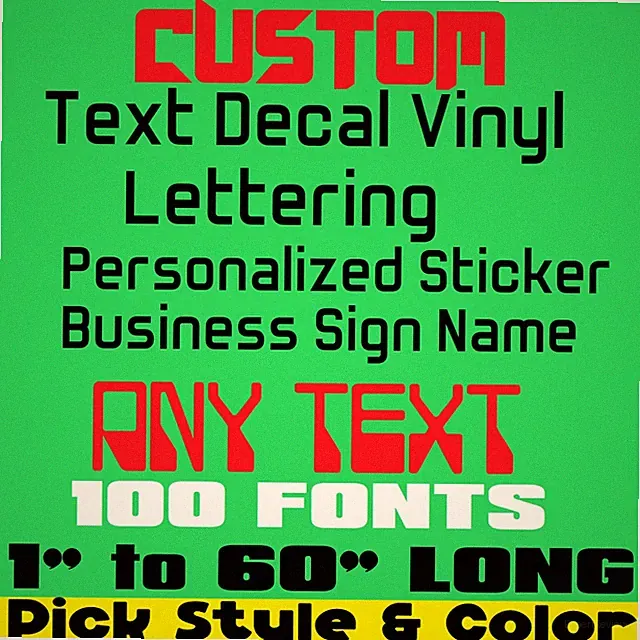 CUSTOM TEXT NAME Personalized Vinyl Lettering Decal Sticker , Car, Door, Window