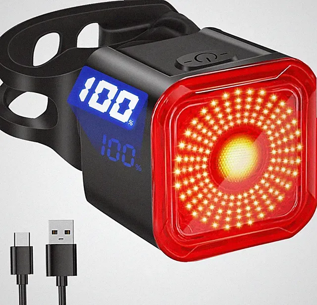 DARKBEAM Bike Tail Light with LED Display Screen, USB-C Rechargeable 6 Light Mod