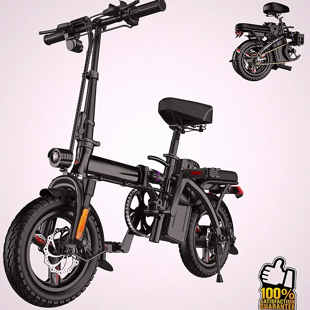 EBKAROCY 14" Folding Electric Bicycle 400W 48V Battery EBike 25mph E-Bike New
