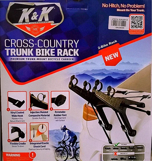 K&K Cross Country Trunk Bike Rack Black Bike Carry (Easy To Mount)