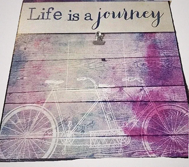 Life is a journey square bike Farmhouse Rustic table/wall decor W/ Clip For Pic