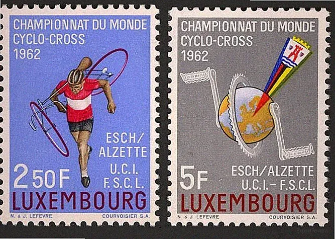 Luxembourg 384-385 two sets, MNH. Mi 647-648. Cross-country Bicycle Race, 1962.
