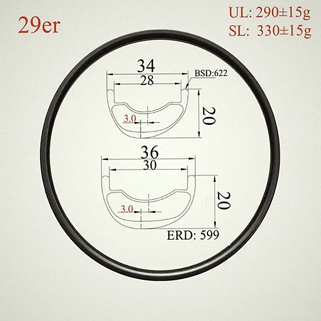 MTB Cross Country Bicycle Carbon Asymmetric Rim 29er 34 36mm Width Tubeless Ring