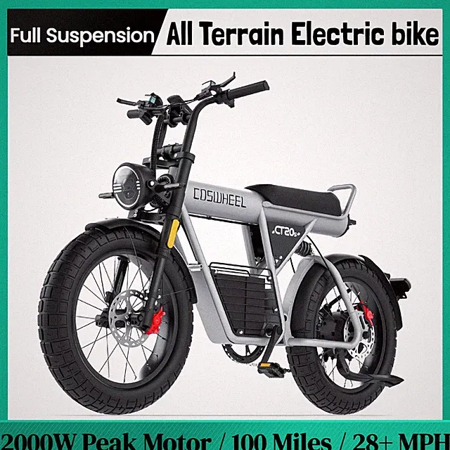 New 60v 2000w Peak Electric Bike All Terrain Mountain E Bike 100miles Long Range