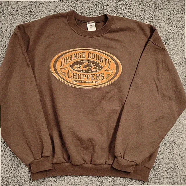 Orange County Choppers Men's Brown Pullover Sweatshirt XL Cotton/Polyester Crew