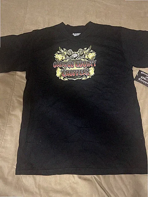 Orange County Choppers Shirt Mens Large Chrome Bike Eagle Grunge Goth Sword