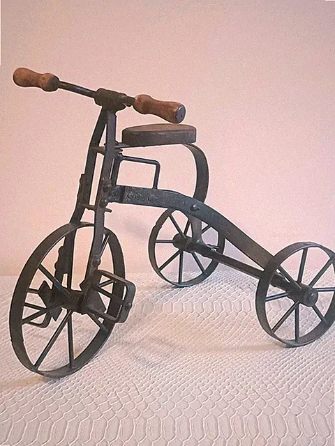 Rustic Metal Tricycle/Home Decor Rolls And Turns/ Wood Seat &handle Grips
