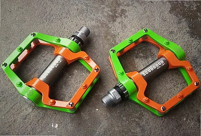 SCUDGOOD Pedal Road MTB Bike XC City Bicycle Flat Cycling Pedals Green Orange
