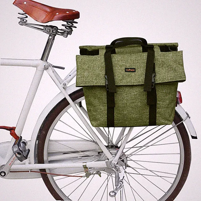 TOURBON Waterproof Nylon Bike Double Pannier Bag Commuter Messenger Shoulder Bag