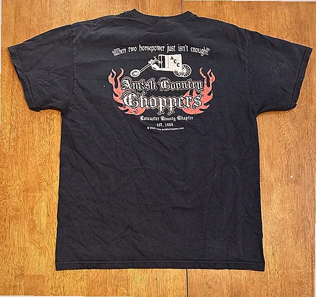 Vintage Amish Country Choppers T Shirt Large Orange County OCC
