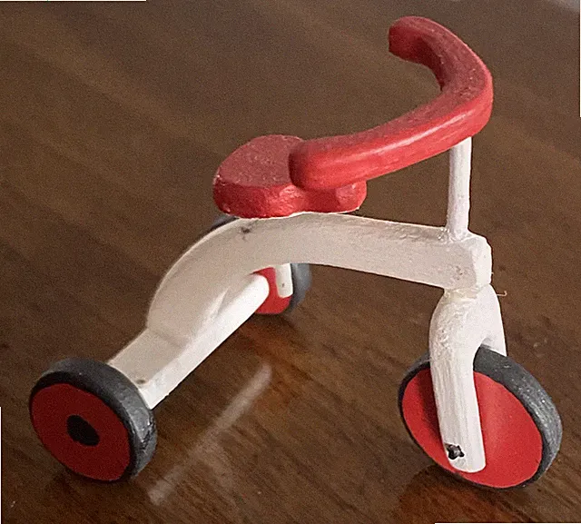 Vintage Artisan Dollhouse Miniature Wood Toy Shop Tricycle Kids Bike OOAK CUTE!
