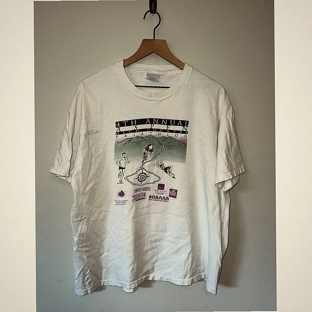 Vintage Aspen Shirt 4th High Country Triathlon Bud Light Biking Cycle Tee XL 90s