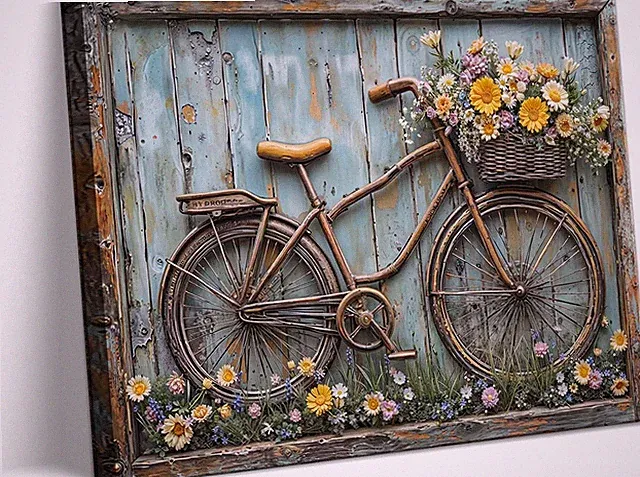 Vintage Country Flower Canvas Wall Art Rustic Farmhouse Floral Daisy 16"L x 12"W