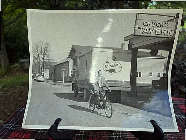 Vintage Falstaff Photo Schwinn Town Country Bike Truck Chucks Tavern 8x10 HBD1