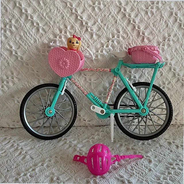Vintage Mattel 1996 Barbie 6.5" Tall Country Ride Blue Bike Pink Baskets *READ