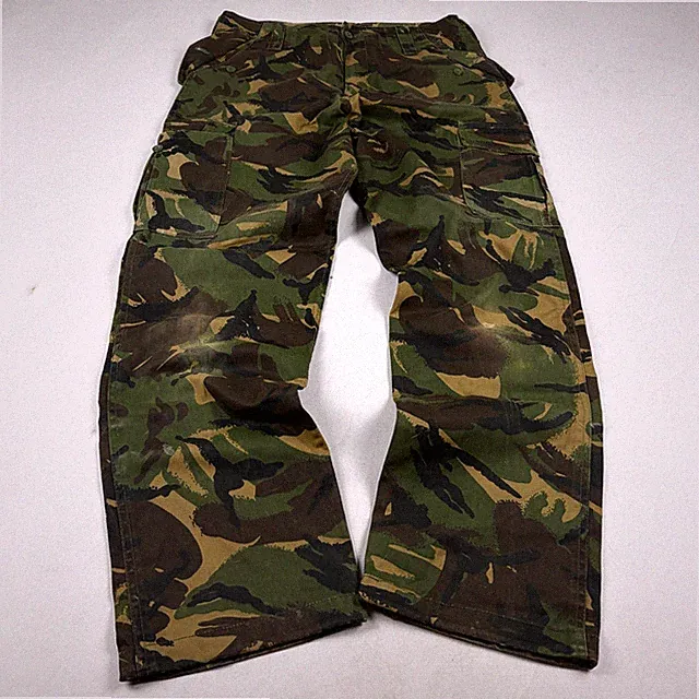 Vintage Woodland Camo Cargo Pants Military Army Tactical Straight Trousers