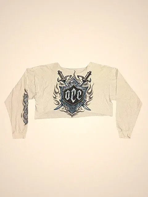 Vintage Y2K Orange County Choppers New York Biker Long Sleeve Cropped Shirt