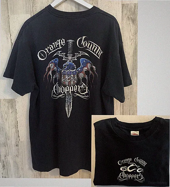 vtg Y2K Orange County Choppers T-Shirt Sz XL Navy Blue 2-Sided Crew Short Slv