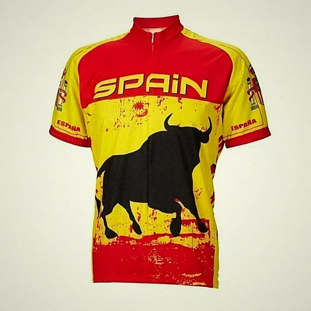 World Jerseys Spain Bull Power Short sleeve Full zip men's cycling jersey